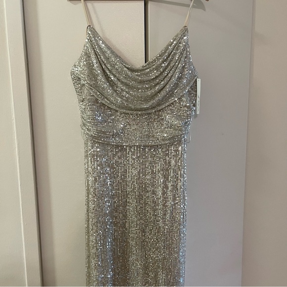 Eliza J long champagne sequin dress. - Picture 3 of 17